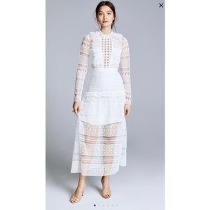 Self Portrait Spiral Lace Paneled Midi Dress (NWT)